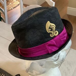 Black Embroidered Fedora  
